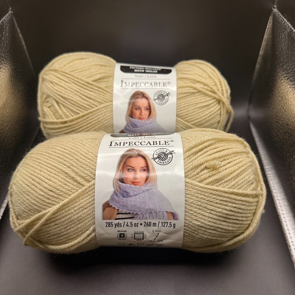 Loops & Threads Impeccable Yarn Golden Beige Lot of 2 Medium 4 Same Dye Lot